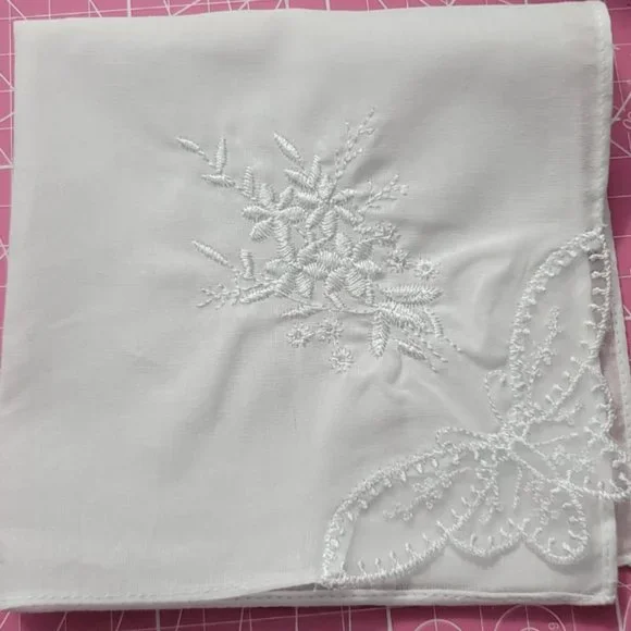 Embroidered Butterfly Handkerchief - Picture 2 of 2